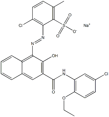 3-Chloro-6-methyl-2-[[3-[[(3-chloro-6-ethoxyphenyl)amino]carbonyl]-2-hydroxy-1-naphtyl]azo]benzenesulfonic acid sodium salt,,结构式