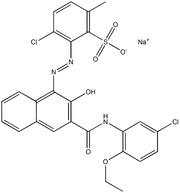 3-Chloro-6-methyl-2-[[3-[[(3-chloro-6-ethoxyphenyl)amino]carbonyl]-2-hydroxy-1-naphtyl]azo]benzenesulfonic acid sodium salt Struktur