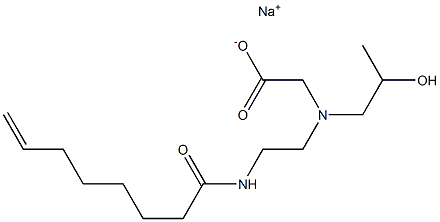 N-(2-ヒドロキシプロピル)-N-[2-(7-オクテノイルアミノ)エチル]アミノ酢酸ナトリウム 化学構造式