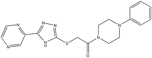 2-[[5-(ピラジン-2-イル)-4H-1,2,4-トリアゾール-3-イル]チオ]-1-(4-フェニルピペラジノ)エタノン 化学構造式