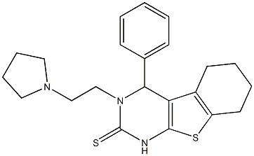 3-[2-(1-Pyrrolidinyl)ethyl]-3,4,5,6,7,8-hexahydro-4-phenyl[1]benzothieno[2,3-d]pyrimidine-2(1H)-thione Structure