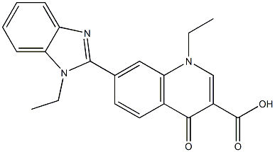 1-エチル-7-(1-エチル-1H-ベンゾイミダゾール-2-イル)-1,4-ジヒドロ-4-オキソキノリン-3-カルボン酸 化学構造式