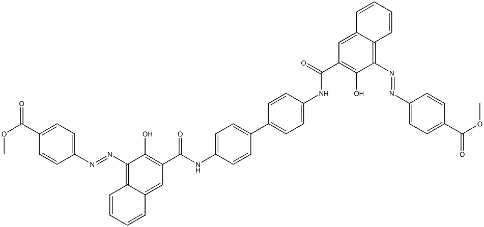 4,4'-Bis[1-[[4-(methoxycarbonyl)phenyl]azo]-2-hydroxy-3-naphthoylamino]biphenyl 结构式