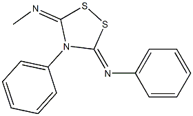 3-(フェニルイミノ)-4-フェニル-5-(メチルイミノ)-1,2,4-ジチアゾリジン 化学構造式
