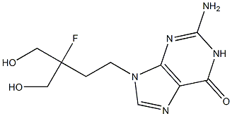 2-Amino-9-(4-hydroxy-3-fluoro-3-hydroxymethylbutyl)-9H-purin-6(1H)-one Struktur