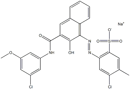 4-Chloro-3-methyl-6-[[3-[[(3-chloro-5-methoxyphenyl)amino]carbonyl]-2-hydroxy-1-naphtyl]azo]benzenesulfonic acid sodium salt,,结构式