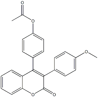 4-(p-Acetoxyphenyl)-3-(p-methoxyphenyl)-2H-1-benzopyran-2-one Structure