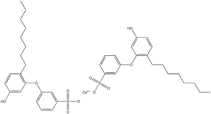 ビス(3'-ヒドロキシ-6-オクチル[オキシビスベンゼン]-3-スルホン酸)カルシウム 化学構造式