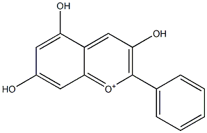 3,5,7-トリヒドロキシ-2-フェニル-1-ベンゾピリリウム 化学構造式