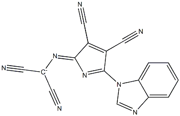 Dicyano[3,4-dicyano-5-(1H-benzimidazol-1-yl)-2H-pyrrol-2-ylideneamino]methanide,,结构式