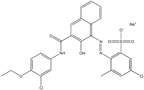 3-Chloro-5-methyl-6-[[3-[[(3-chloro-4-ethoxyphenyl)amino]carbonyl]-2-hydroxy-1-naphtyl]azo]benzenesulfonic acid sodium salt,,结构式