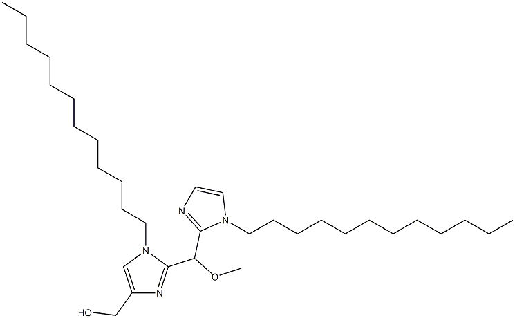 1-Dodecyl-2-[(1-dodecyl-1H-imidazol-2-yl)(methoxy)methyl]-1H-imidazole-4-methanol,,结构式