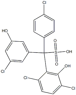 (4-Chlorophenyl)(3-chloro-5-hydroxyphenyl)(2,5-dichloro-6-hydroxyphenyl)methanesulfonic acid Struktur