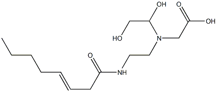 N-(1,2-ジヒドロキシエチル)-N-[2-(3-オクテノイルアミノ)エチル]アミノ酢酸 化学構造式