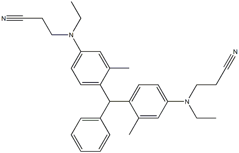 4,4'-(フェニルメチレン)ビス[3-メチル-N-エチル-N-(2-シアノエチル)ベンゼンアミン] 化学構造式