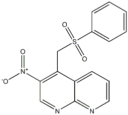 3-ニトロ-4-[(フェニルスルホニル)メチル]-1,8-ナフチリジン 化学構造式