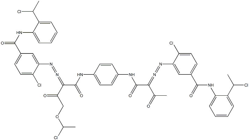 3,3'-[2-[(1-Chloroethyl)oxy]-1,4-phenylenebis[iminocarbonyl(acetylmethylene)azo]]bis[N-[2-(1-chloroethyl)phenyl]-4-chlorobenzamide] 结构式