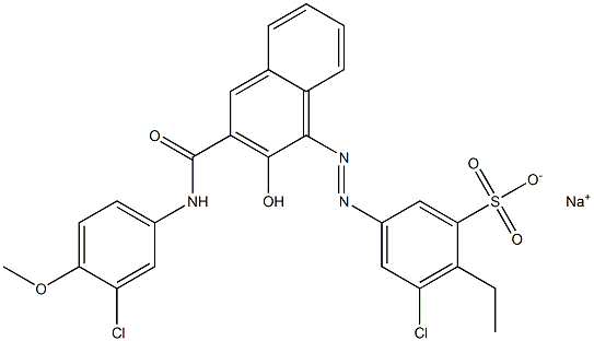 3-Chloro-2-ethyl-5-[[3-[[(3-chloro-4-methoxyphenyl)amino]carbonyl]-2-hydroxy-1-naphtyl]azo]benzenesulfonic acid sodium salt Structure