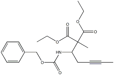 2-Methyl-2-[1-[(benzyloxycarbonyl)amino]-3-pentynyl]malonic acid diethyl ester Struktur