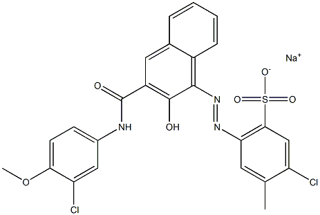 3-Chloro-4-methyl-6-[[3-[[(3-chloro-4-methoxyphenyl)amino]carbonyl]-2-hydroxy-1-naphtyl]azo]benzenesulfonic acid sodium salt Struktur