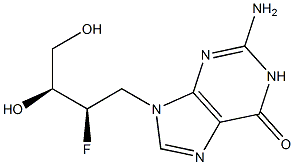 2-Amino-9-[(2R,3S)-2-fluoro-3,4-dihydroxybutyl]-1,9-dihydro-6H-purin-6-one Struktur