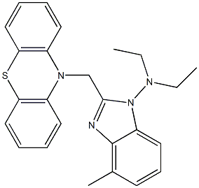 1-(ジエチルアミノ)メチル-2-(10H-フェノチアジン-10-イルメチル)-1H-ベンゾイミダゾール 化学構造式