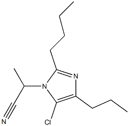 2-ブチル-5-クロロ-1-(1-シアノエチル)-4-プロピル-1H-イミダゾール 化学構造式
