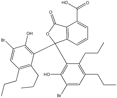 1,1-ビス(5-ブロモ-6-ヒドロキシ-2,3-ジプロピルフェニル)-1,3-ジヒドロ-3-オキソイソベンゾフラン-4-カルボン酸 化学構造式
