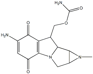 6-Amino-8-(aminocarbonyloxymethyl)-1-methyl-1,1a,2,8,8a,8b-hexahydroazirino[2',3':3,4]pyrrolo[1,2-a]indole-4,7-dione 结构式