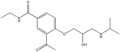 1-[4-[エチルカルバモイル]-2-アセチルフェノキシ]-3-[イソプロピルアミノ]-2-プロパノール 化学構造式