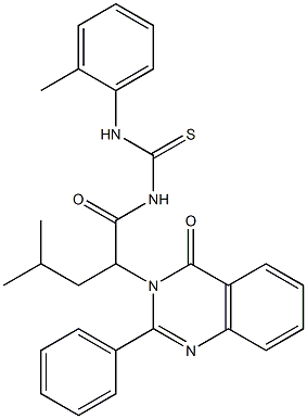 1-[4-メチル-2-(4-オキソ-2-フェニル-3,4-ジヒドロキナゾリン-3-イル)バレリル]-3-(o-トリル)チオ尿素 化学構造式