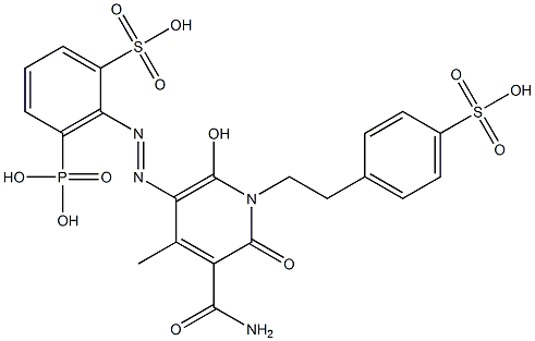 2-[[[3-Carbamoyl-1,2-dihydro-6-hydroxy-4-methyl-2-oxo-1-[2-(4-sulfophenyl)ethyl]pyridin]-5-yl]azo]-3-phosphonobenzenesulfonic acid Structure