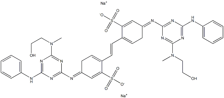 4,4'-Bis[[2-anilino-4-[methyl(2-hydroxyethyl)amino]-1,3,5-triazin-6-yl]imino]stilbene-2,2'-disulfonic acid disodium salt Structure