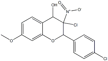 3-Chloro-3,4-dihydro-4-hydroxy-3-nitro-2-(4-chlorophenyl)-7-methoxy-2H-1-benzopyran 结构式