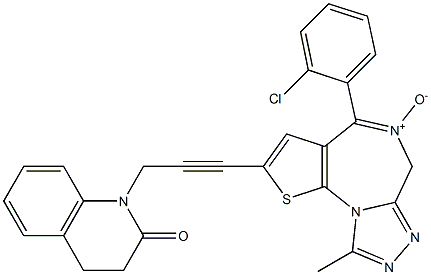 4-(2-Chlorophenyl)-9-methyl-2-[3-[(1,2,3,4-tetrahydro-2-oxoquinolin)-1-yl]-1-propynyl]-6H-thieno[3,2-f][1,2,4]triazolo[4,3-a][1,4]diazepine 5-oxide Struktur