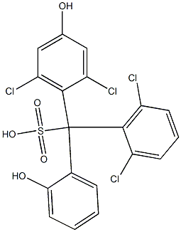 (2,6-Dichlorophenyl)(2,6-dichloro-4-hydroxyphenyl)(2-hydroxyphenyl)methanesulfonic acid Struktur