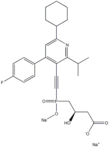 (3R)-4-[[[4-(4-Fluorophenyl)-2-isopropyl-6-cyclohexyl-3-pyridinyl]ethynyl]sodiooxyphosphinyl]-3-hydroxybutyric acid sodium salt Structure