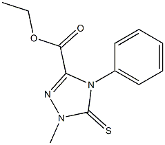 4,5-Dihydro-5-thioxo-1-methyl-4-phenyl-1H-1,2,4-triazole-3-carboxylic acid ethyl ester Struktur