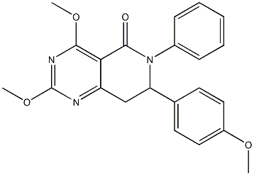7,8-Dihydro-2,4-dimethoxy-6-phenyl-7-(4-methoxyphenyl)pyrido[4,3-d]pyrimidin-5(6H)-one Struktur