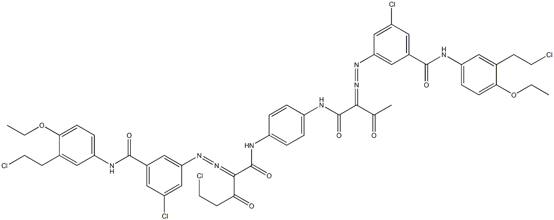 3,3'-[2-(Chloromethyl)-1,4-phenylenebis[iminocarbonyl(acetylmethylene)azo]]bis[N-[3-(2-chloroethyl)-4-ethoxyphenyl]-5-chlorobenzamide] Structure