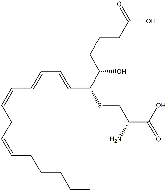 (5S,6R,7E,9E,11Z,14Z)-6-[[(S)-2-アミノ-2-カルボキシエチル]チオ]-5-ヒドロキシ-7,9,11,14-イコサテトラエン酸 化学構造式
