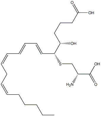 (5S,6R,7E,9E,11Z,14Z)-6-[[(S)-2-Amino-2-carboxyethyl]thio]-5-hydroxy-7,9,11,14-icosatetraenoic acid Struktur