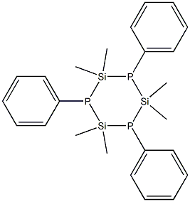 2,2,4,4,6,6-ヘキサメチル-1,3,5-トリフェニル-1,3,5-トリホスファ-2,4,6-トリシラシクロヘキサン 化学構造式