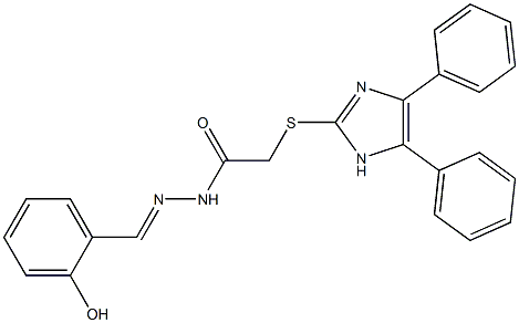N'-[2-Hydroxybenzylidene]-2-[(4,5-diphenyl-1H-imidazol-2-yl)thio]acetohydrazide Struktur