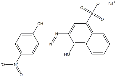 4-Hydroxy-3-[(2-hydroxy-5-nitrophenyl)azo]-1-naphthalenesulfonic acid sodium salt Struktur