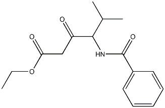 4-ベンゾイルアミノ-5-メチル-3-オキソヘキサン酸エチル 化学構造式