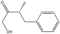 [R,(+)]-1-ヒドロキシ-3-メチル-4-フェニル-2-ブタノン 化学構造式