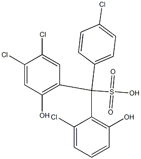 (4-Chlorophenyl)(2-chloro-6-hydroxyphenyl)(3,4-dichloro-6-hydroxyphenyl)methanesulfonic acid Struktur