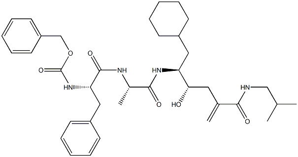 (4S,5S)-6-シクロヘキシル-5-[[(2S)-2-[[(2S)-2-(ベンジルオキシカルボニルアミノ)-3-フェニルプロピオニル]アミノ]-プロピオニル]アミノ]-4-ヒドロキシ-2-メチレン-N-(2-メチルプロピル)ヘキサンアミド 化学構造式
