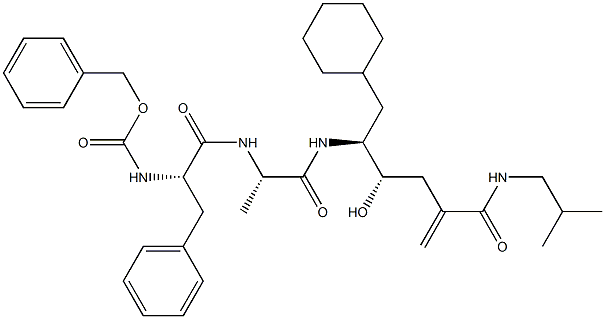 (4S,5S)-6-Cyclohexyl-5-[[(2S)-2-[[(2S)-2-(benzyloxycarbonylamino)-3-phenylpropionyl]amino]-propionyl]amino]-4-hydroxy-2-methylene-N-(2-methylpropyl)hexanamide Structure